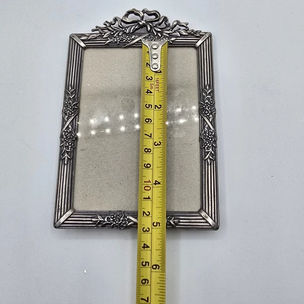 Vintage Silver Floral & Bow Detail Photo Picture Frame 6.25 X 4.25